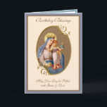 Birthday Celebration Virgin Mary Jesus Religious  Card<br><div class="desc">This is a beautiful traditional Catholic customised image of the Blessed Virgin Mary and the Baby Jesus inlaid in a gold decorative frame. All text and fonts may be modified to suit the occasion and recipient.</div>