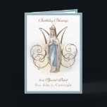 Birthday Celebration Virgin Mary Lourdes Card<br><div class="desc">This is a beautiful traditional Catholic customised image of the Blessed Virgin Mary,  Our Lady of Lourdes overlaid on a Marian "M".  All text and fonts may be modified to suit the occasion and recipient.</div>