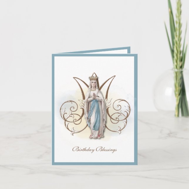 Birthday Celebration Virgin Mary Lourdes Card (Front)