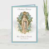 Birthday Celebration Virgin Mary Lourdes Card