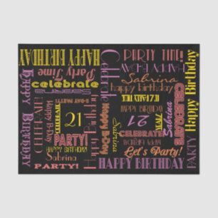 Birthday Celebration! Warm Pastels NAME and AGE Tissue Paper