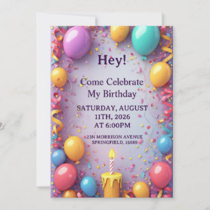 Birthday Celebration With Balloons Invitation