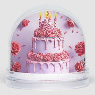 Birthday Celebration With Candlelit Cake Snowglobe