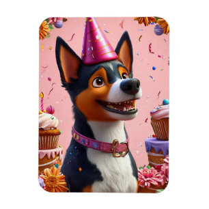 Birthday Celebration With Happy Dog Magnet