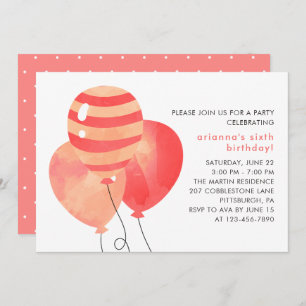 Birthday Celebration with Pretty Dots and Balloons Invitation