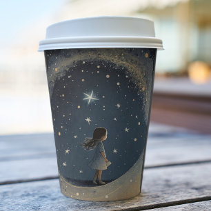 Birthday Celestial Star Watercolor Girl Modern Paper Cups