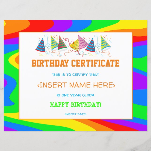 Birthday Certificate (Front)