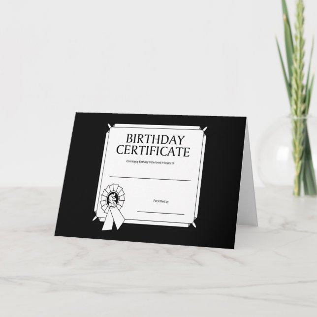 Birthday Certificate Card (Front)