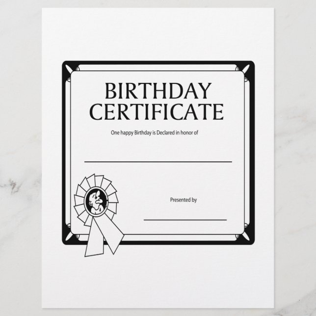 Birthday Certificate Flyer (Front)