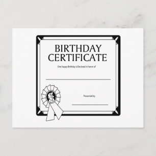 Birthday Certificate Postcard
