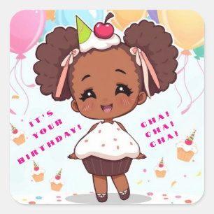 Birthday Cha Cha Cha Square Sticker