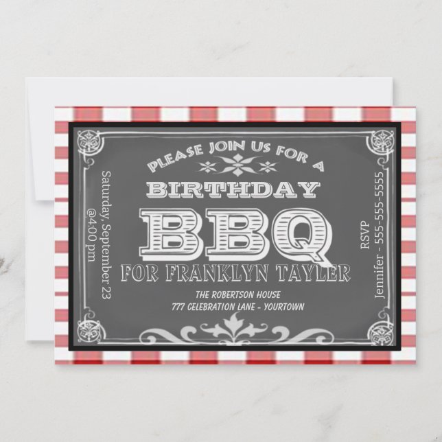 Birthday Chalkboard BBQ Invitation (Front)