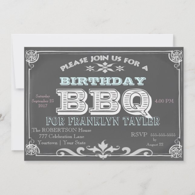 Birthday Chalkboard BBQ Invitation (Front)