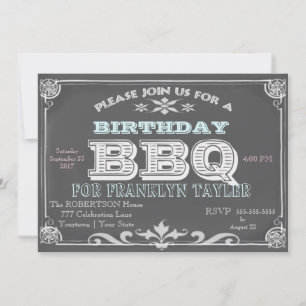 Birthday Chalkboard BBQ Invitation