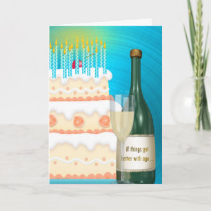 Birthday Champagne and Cake Card