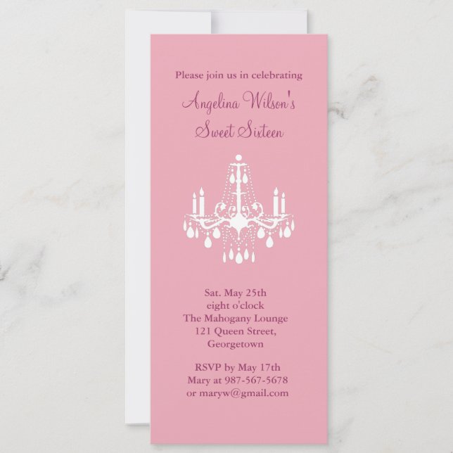 Birthday Chandelier (pink) Invitation (Front)