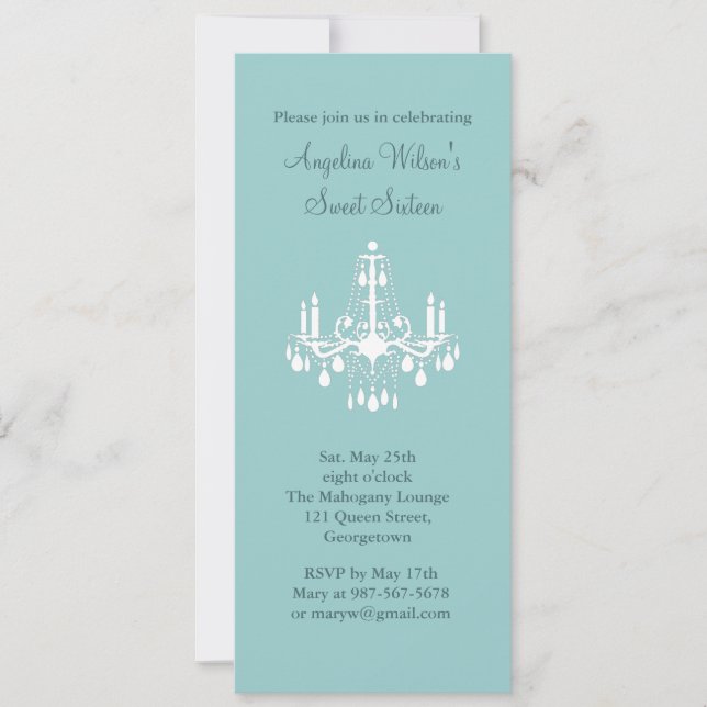 Birthday Chandelier (turquoise) Invitation (Front)