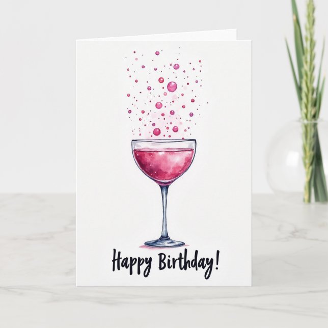 Birthday Cheer Pink Bubbles Card (Front)