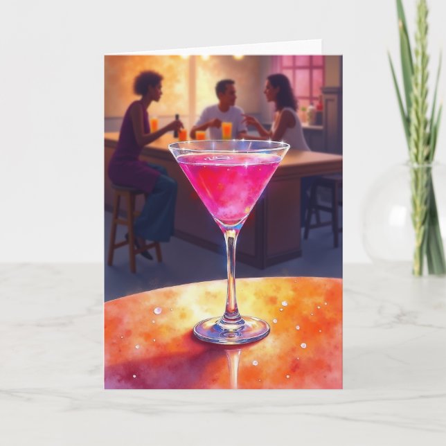 Birthday Cheers Ruby Drink Card (Front)