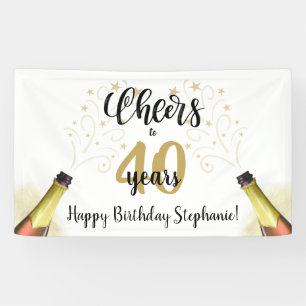 Birthday CHEERS TO # YEARS Black Gold Script Banner