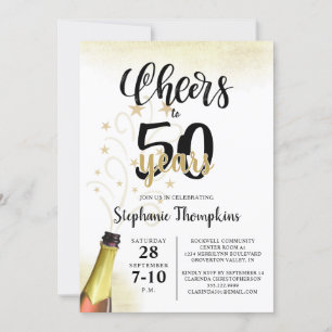 Birthday CHEERS TO # YEARS Black Gold Script Invitation