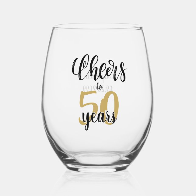 Birthday Cheers to # Years Personalised Custom Stemless Wine Glass (Front)