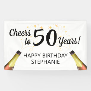 Birthday CHEERS TO YEARS Script Custom Colours Banner