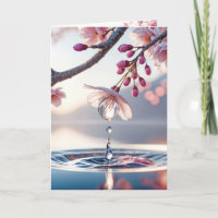 Birthday Cherry Blossom Branch With Dewdrops
