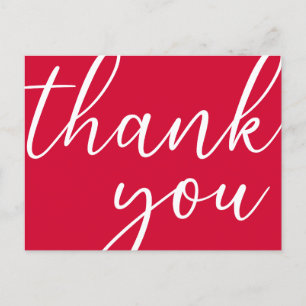 Birthday Cherry Red Modern Script Thank You Postcard
