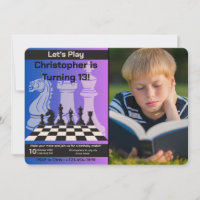 Birthday Chess Party Invitation personalised photo