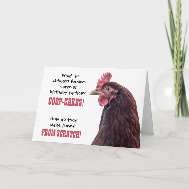 Birthday Chicken Jokes with Hen Photo Card (Front)