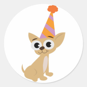 Birthday Chihuahua Classic Round Sticker