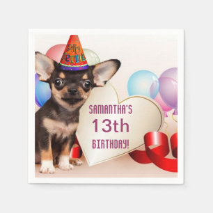 Birthday Chihuahua dog paper napkins
