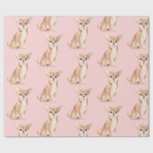 Birthday Chihuahua Dog Pink Party Hat Wrapping Paper
