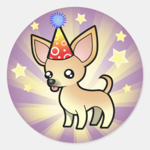 Birthday Chihuahua (smooth coat) Classic Round Sticker