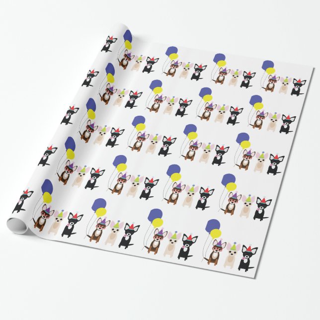 birthday-chihuahuas-stelieandco wrapping paper (Unrolled)