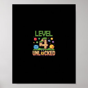 Birthday Children's Shirt Level 4 Unlocked 4 Poster