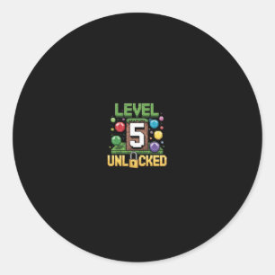 Birthday Children's Shirt Level 5 Unlocked 5 Classic Round Sticker