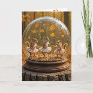Birthday Chipmunks Dancing In a Glass Globe Card
