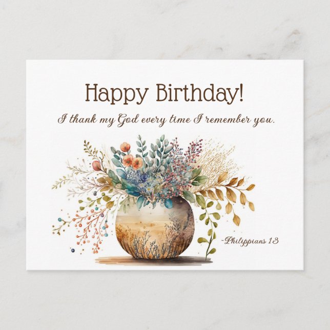 Birthday Christian Bible Verse Elegant Floral  Postcard (Front)
