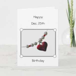 Birthday Christmas Bead Heart Holiday Card