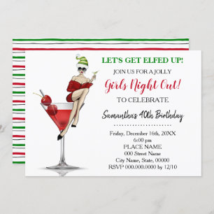 Birthday Christmas night out Let's Get Elfed Up Invitation