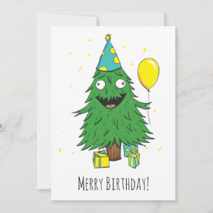 Birthday Christmas Tree Holiday Card