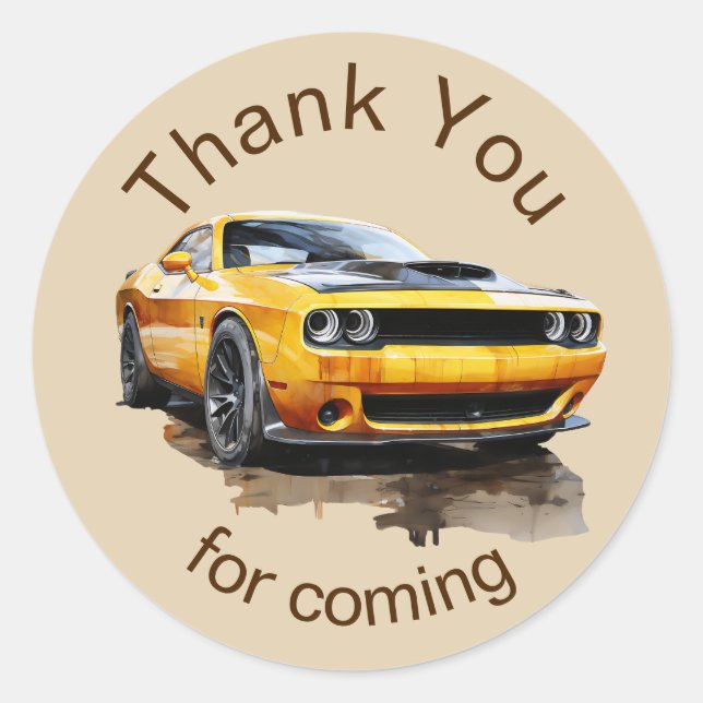 Birthday Classic American Muscle Car thank you Classic Round Sticker (Front)