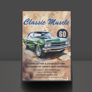 Birthday Classic Muscle Car  Invitation