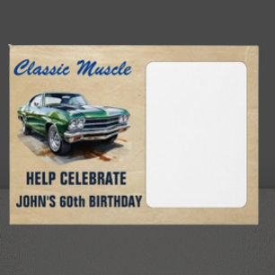 Birthday Classic Muscle Green Car  Envelope
