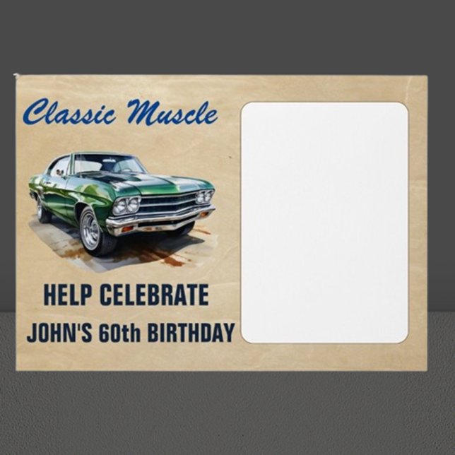 Birthday Classic Muscle Green Car  Envelope (Rev up your birthday celebration with a classic green muscle car! )