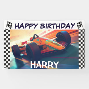 BIRTHDAY CLASSIC RACING CAR BANNER
