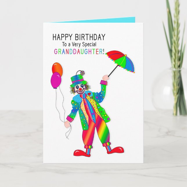 Birthday, Clown, Granddaughter, Kaleidoscope Group Card (Front)