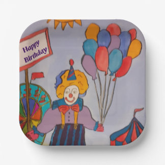 Birthday Clown Paper Plate